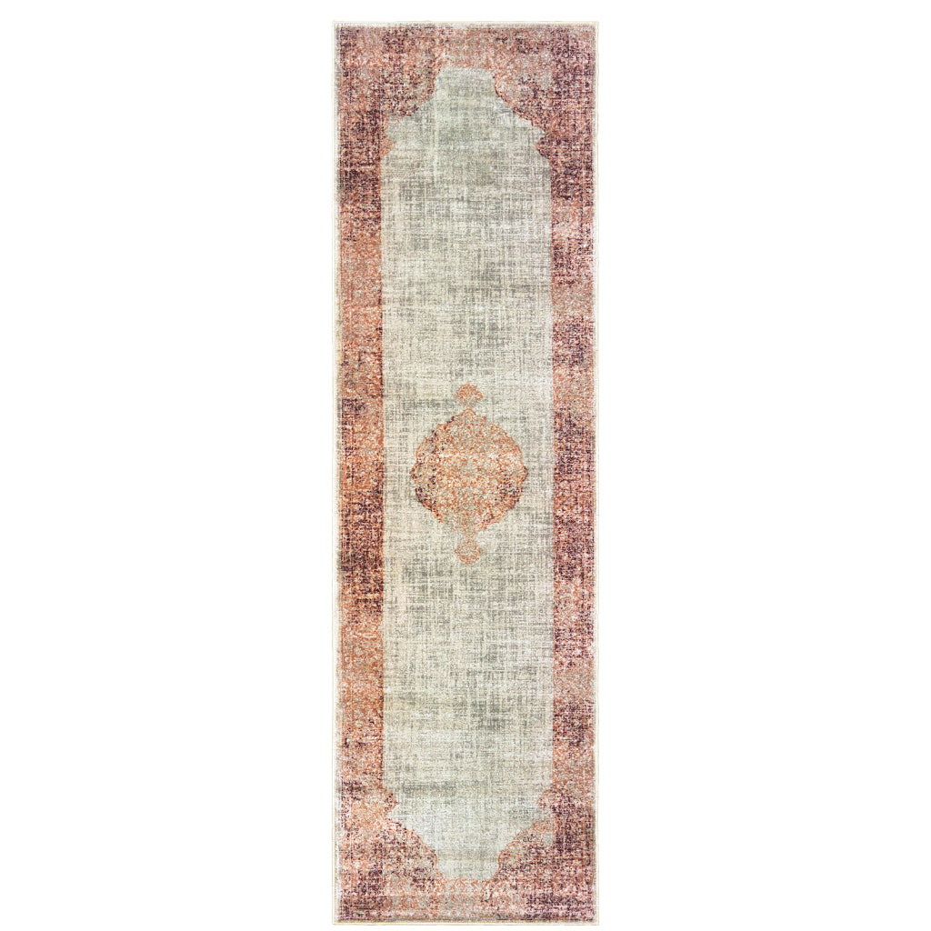 Oriental Weavers Raleigh 099W5 Two-Color Rectangle Indoor Runner - Soft &amp; Stain Resistant Low Pile Rug with Medallion Design