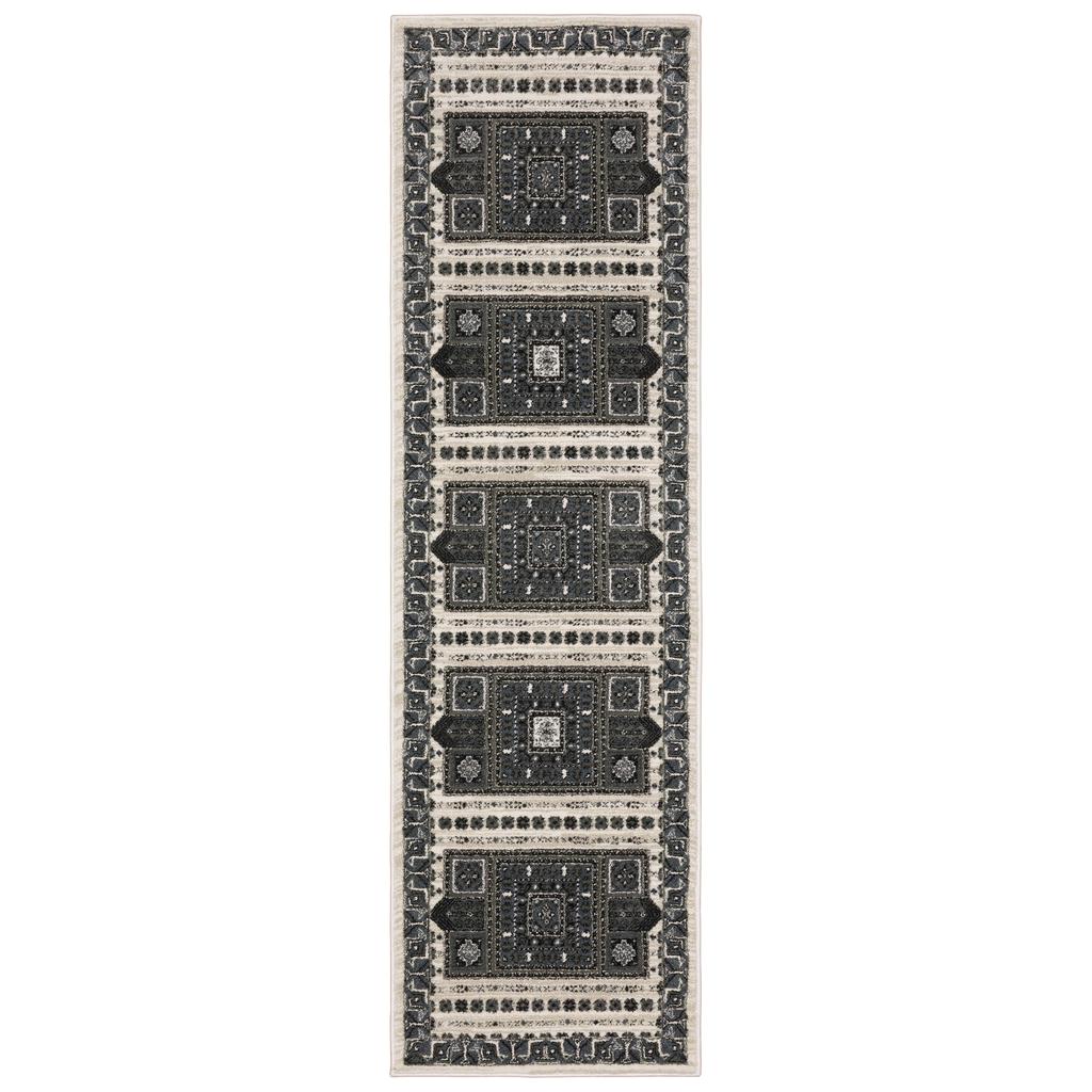 Oriental Weavers Raylan RAY01 Grey Rectangle Indoor Runner Oriental Pattern-