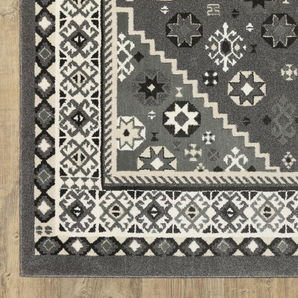Oriental Weavers Raylan RAY02 Grey Rectangle Indoor Runner Medallion Pattern-