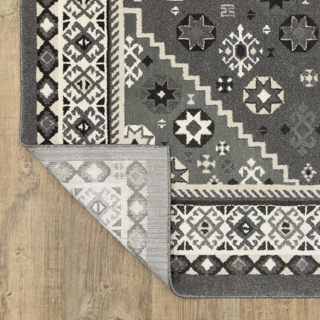 Oriental Weavers Raylan RAY02 Grey Rectangle Indoor Runner Medallion Pattern-