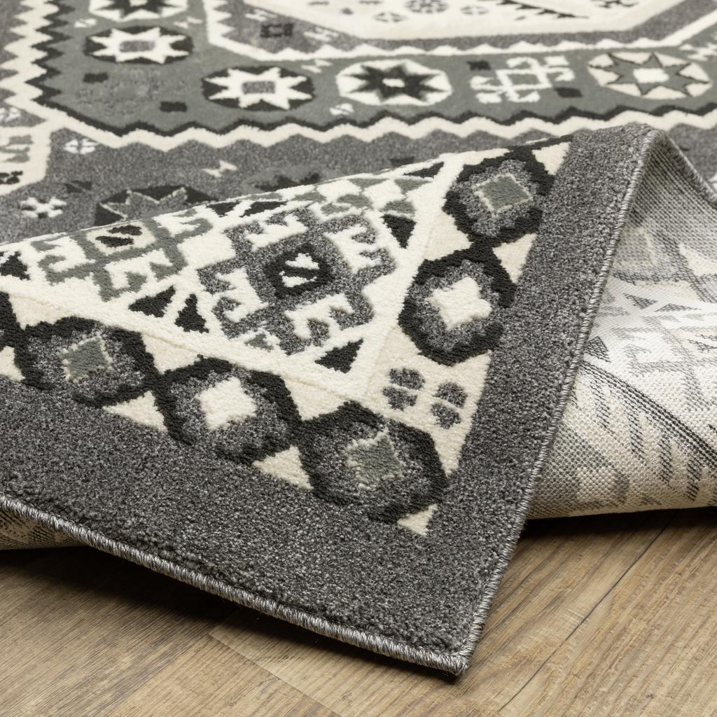Oriental Weavers Raylan RAY02 Grey Rectangle Indoor Area Rug Medallion Pattern-