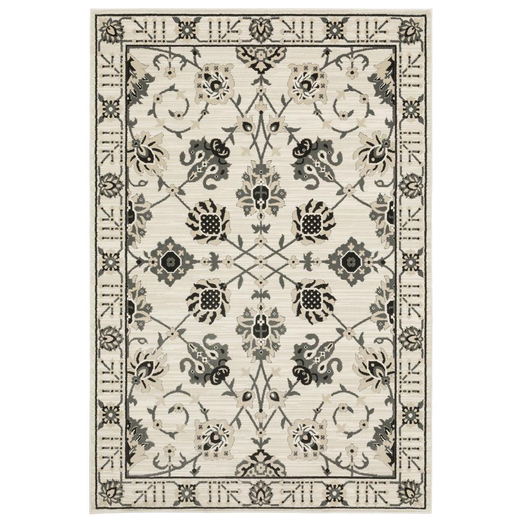 Oriental Weavers Raylan RAY03 Ivory Rectangle Indoor Area Rug Oriental Pattern-