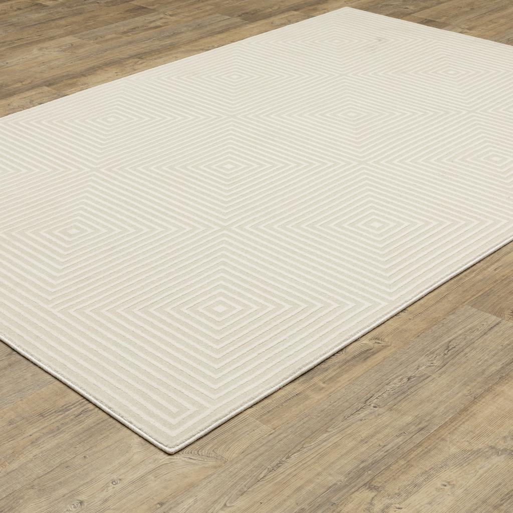 Oriental Weavers Raylan RAY04 Ivory Rectangle Indoor Area Rug Geometric Pattern-