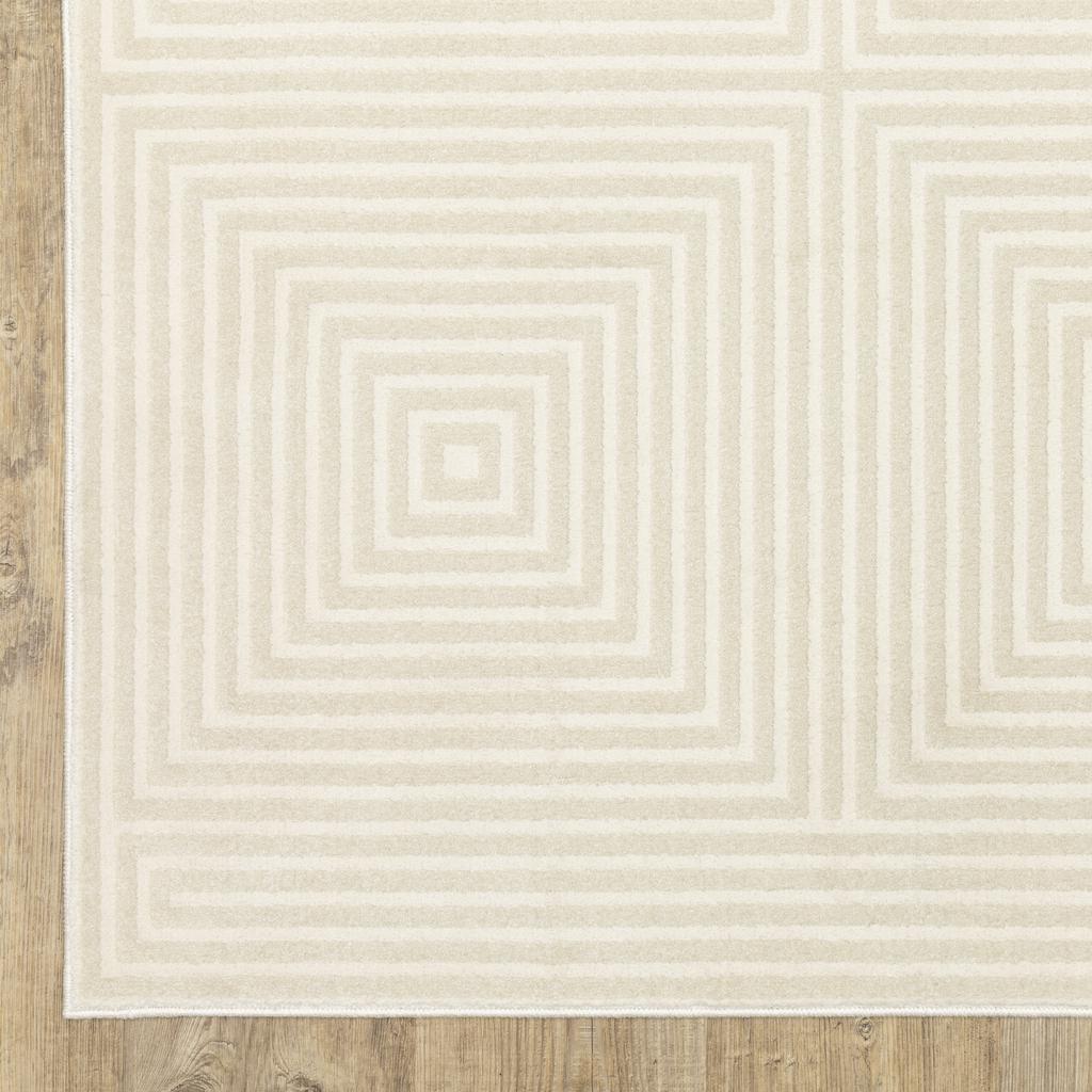 Oriental Weavers Raylan RAY04 Ivory Rectangle Indoor Area Rug Geometric Pattern-
