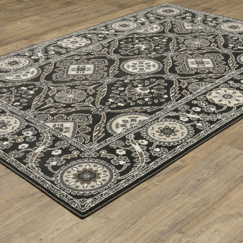 Oriental Weavers Raylan RAY05 Charcoal Rectangle Indoor Area Rug Oriental Pattern-