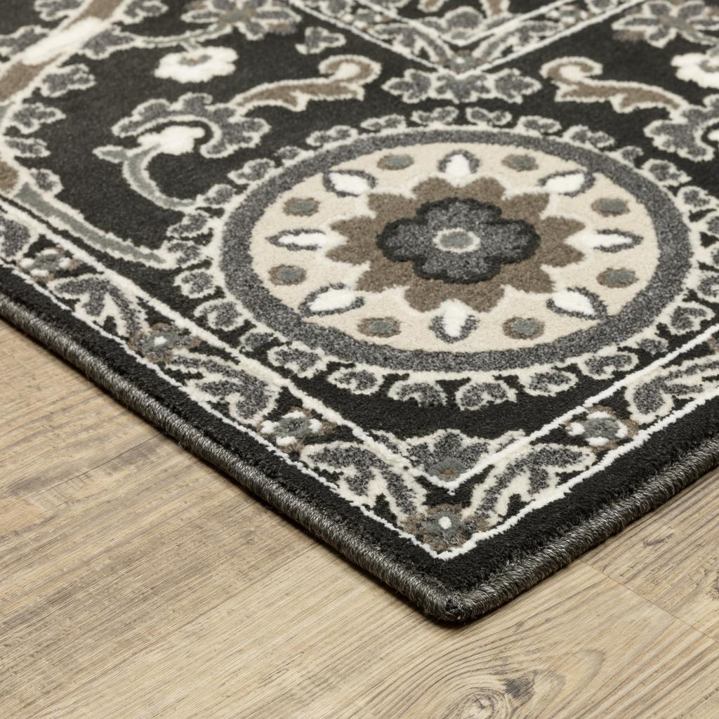 Oriental Weavers Raylan RAY05 Charcoal Rectangle Indoor Runner Oriental Pattern-
