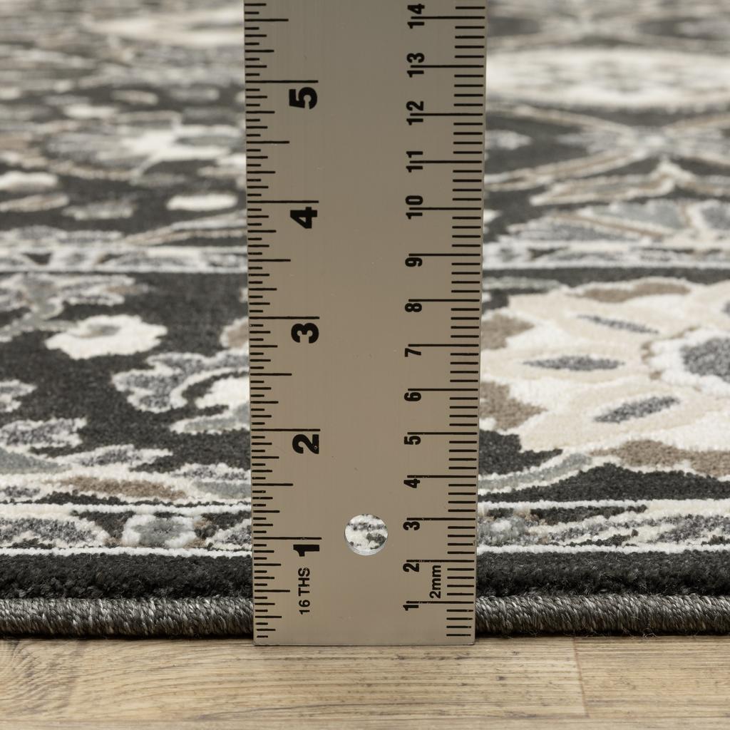 Oriental Weavers Raylan RAY05 Charcoal Rectangle Indoor Runner Oriental Pattern-