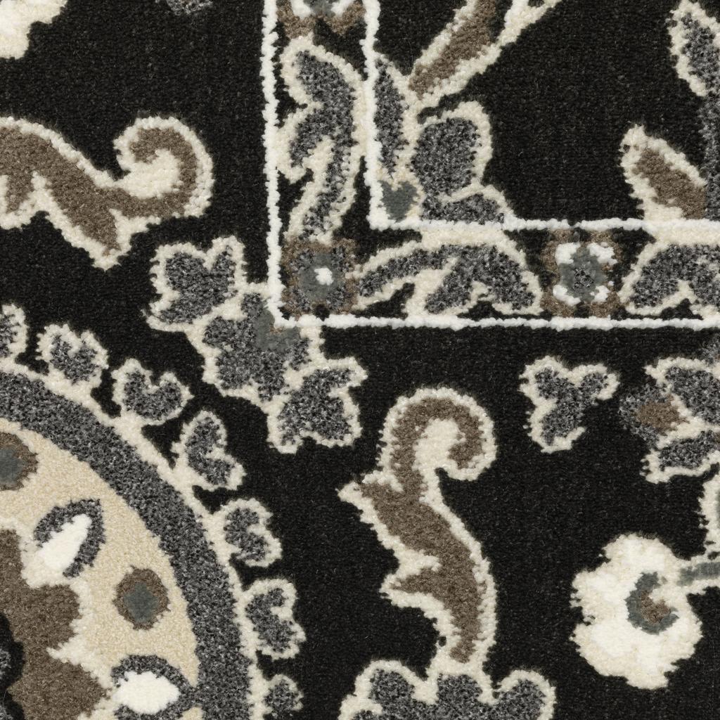 Oriental Weavers Raylan RAY05 Charcoal Rectangle Indoor Runner Oriental Pattern-