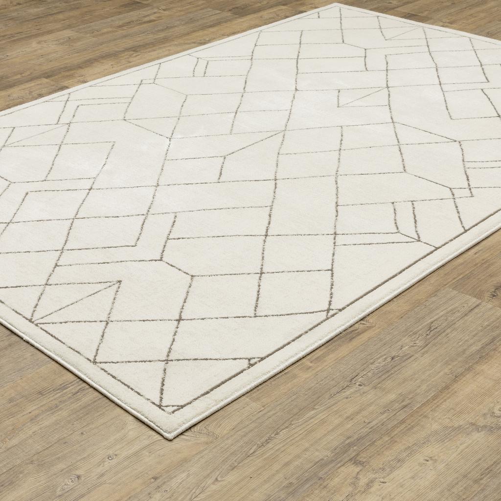 Oriental Weavers Raylan RAY06 Ivory Rectangle Indoor Area Rug Geometric Pattern-