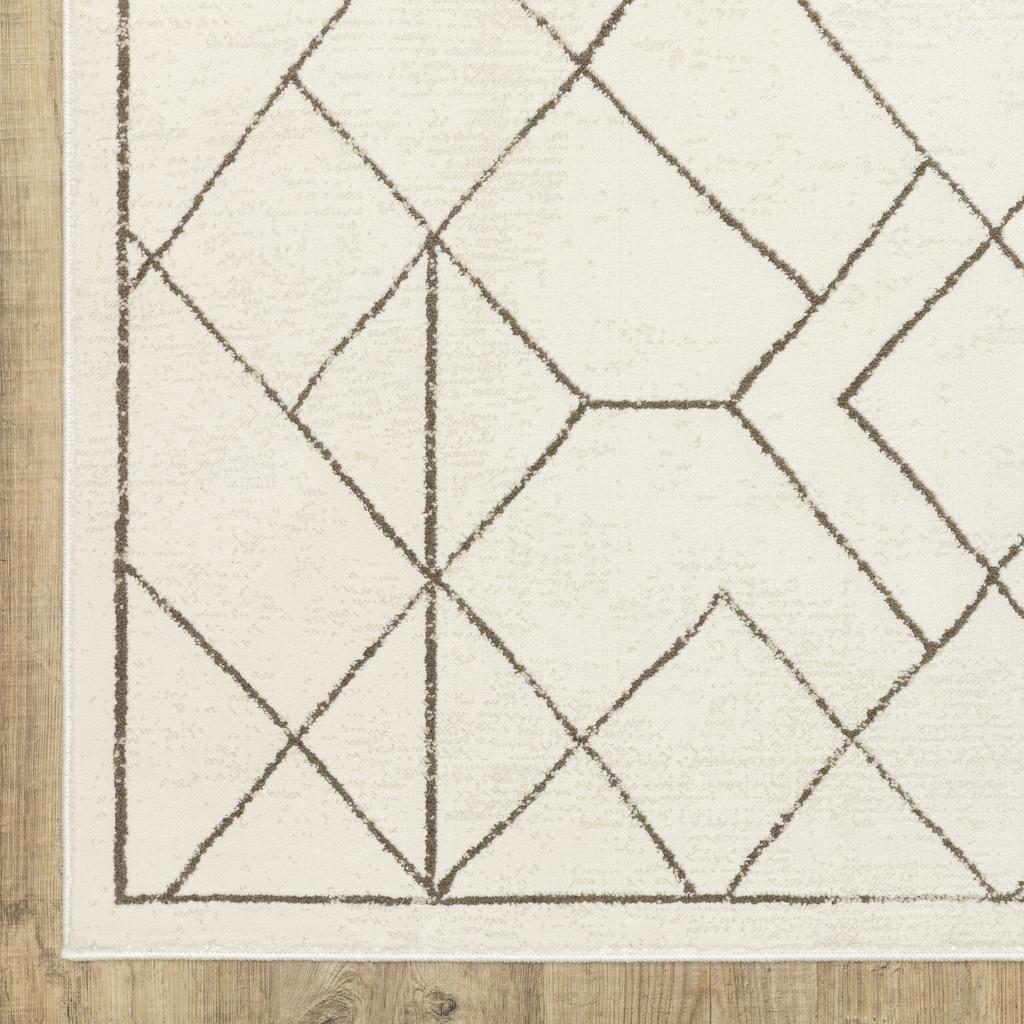 Oriental Weavers Raylan RAY06 Ivory Rectangle Indoor Area Rug Geometric Pattern-