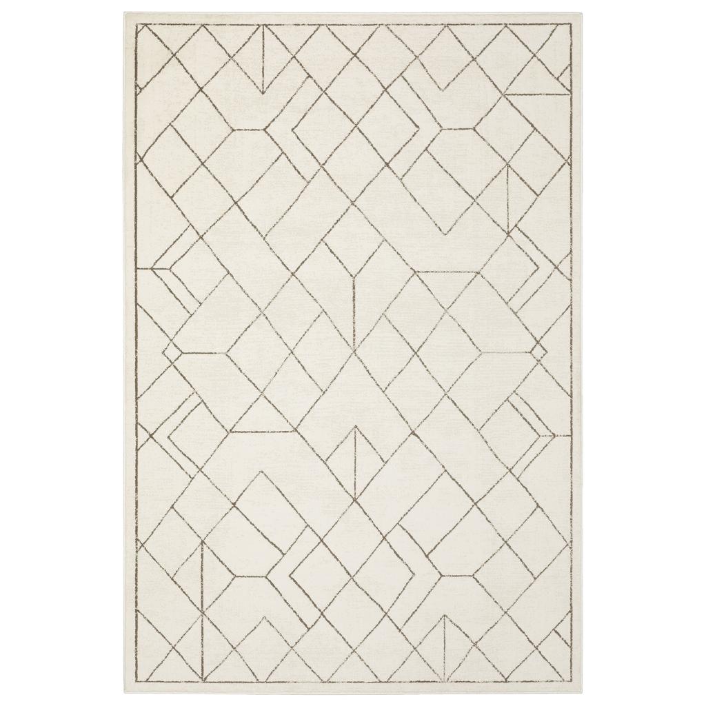 Oriental Weavers Raylan RAY06 Ivory Rectangle Indoor Area Rug Geometric Pattern-