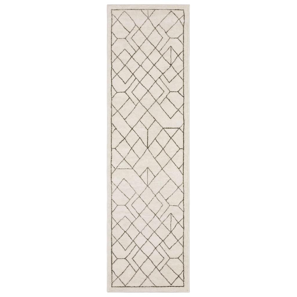 Oriental Weavers Raylan RAY06 Ivory Rectangle Indoor Runner Geometric Pattern-