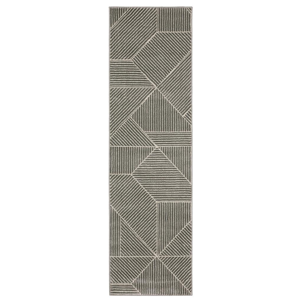 Oriental Weavers Raylan RAY08 Grey Rectangle Indoor Runner Geometric Pattern-