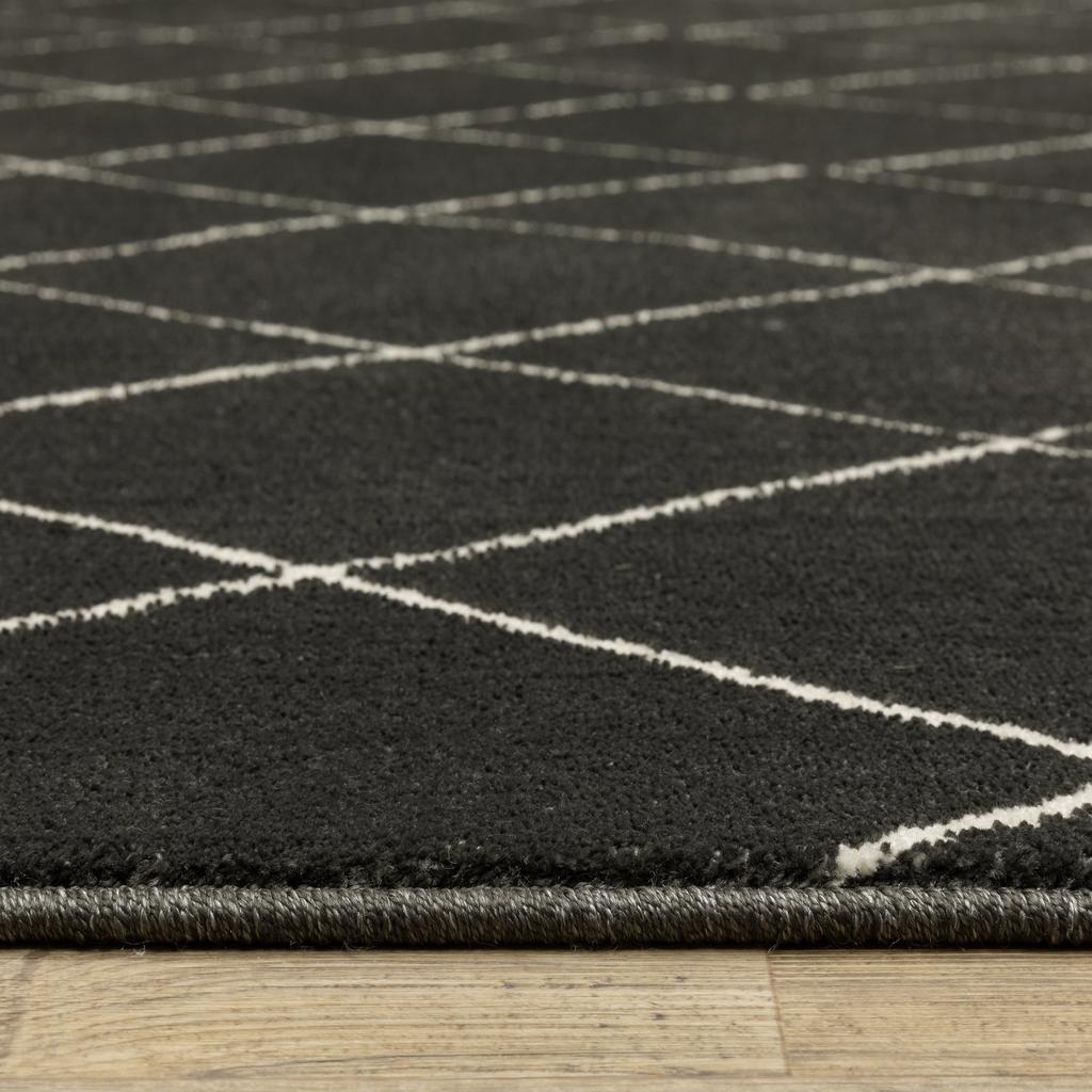 Oriental Weavers Raylan RAY12 Black Rectangle Indoor Area Rug Lattice Pattern-