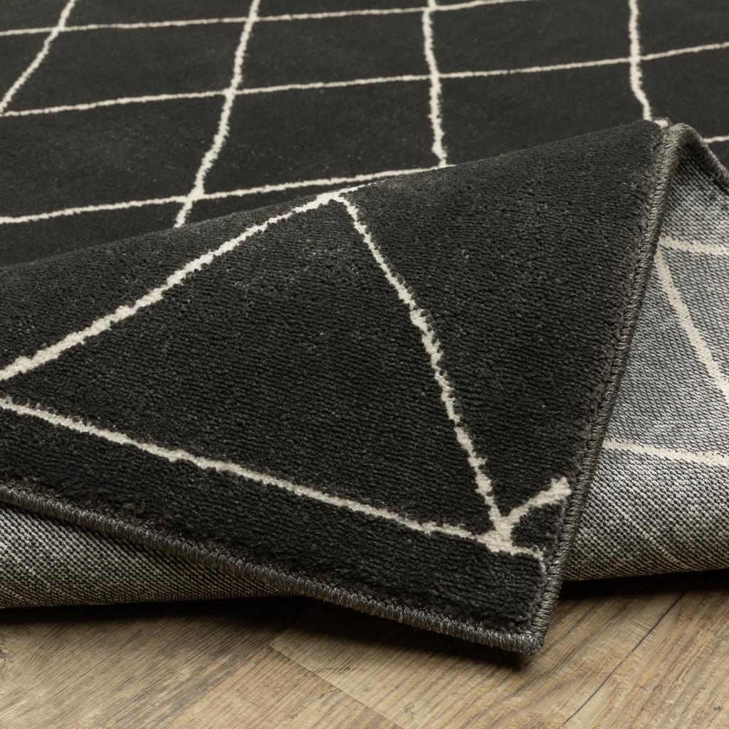 Oriental Weavers Raylan RAY12 Black Rectangle Indoor Runner Lattice Pattern-