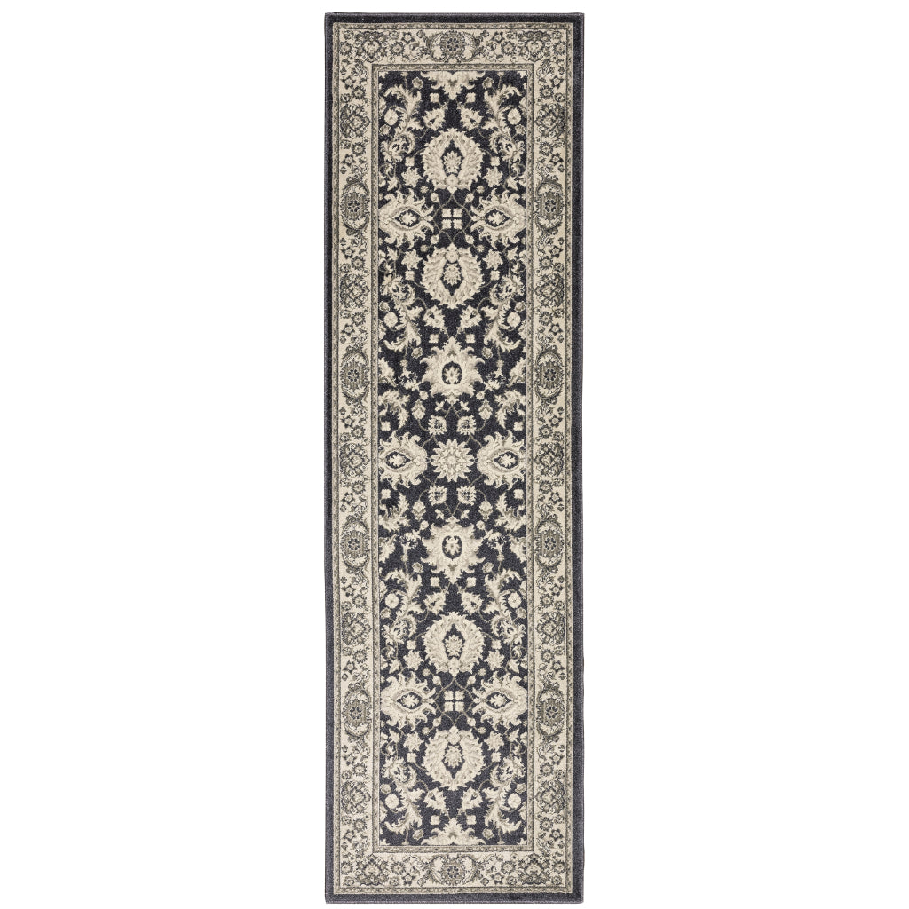 Oriental Weavers Richmond 117H3 Charcoal Rectangle Indoor Runner - Durable &amp; Stain Resistant Low Pile Rug with Oriental Design