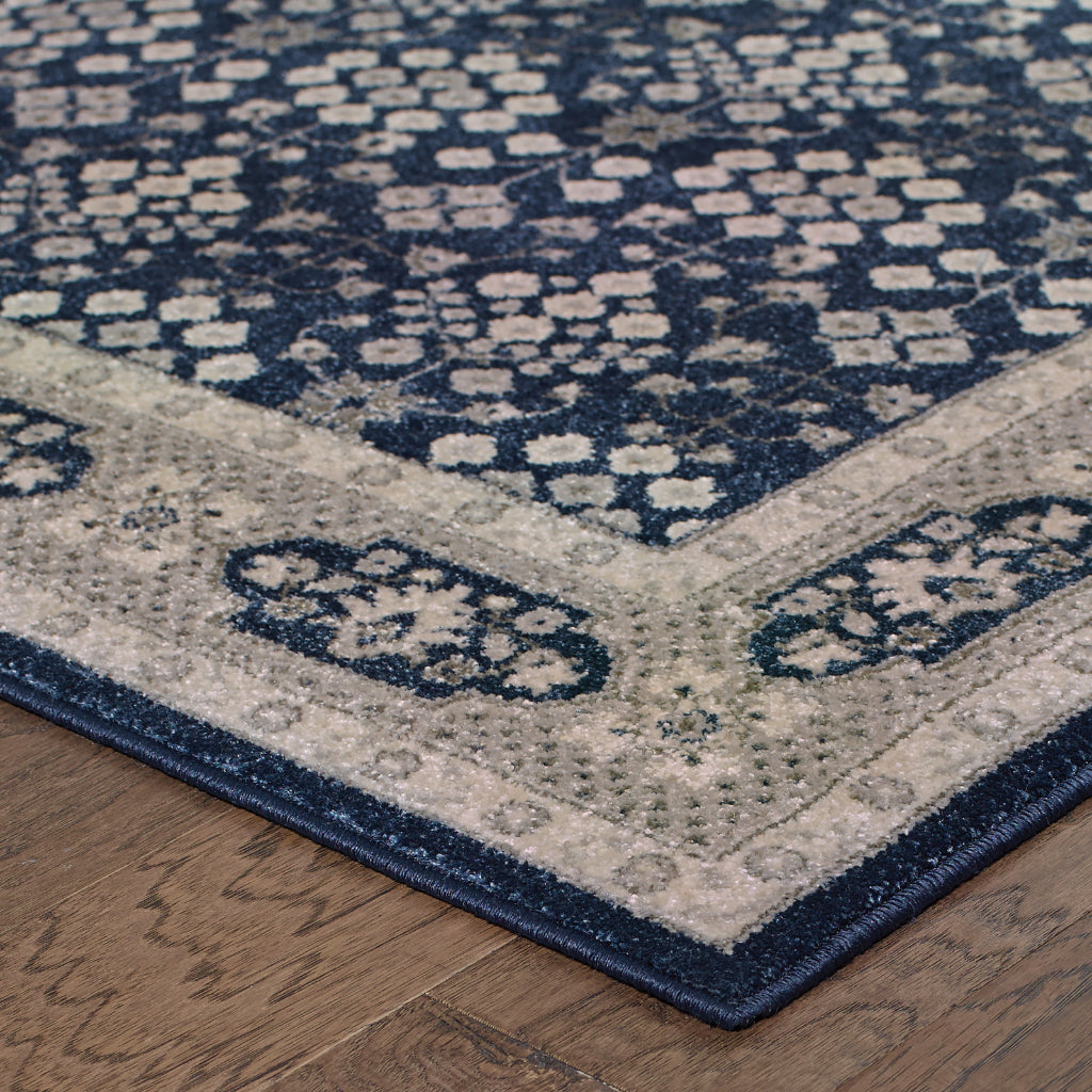 Oriental Weavers Richmond 119B3 Navy Rectangle Indoor Runner - Durable &amp; Stain Resistant Low Pile Rug with Oriental Design