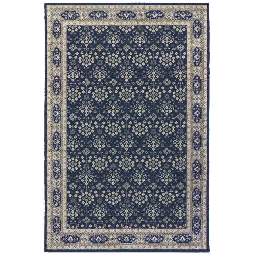 Oriental Weavers Richmond 119B3 Navy Rectangle Indoor Area Rug - Durable &amp; Stain Resistant Low Pile Rug with Oriental Design