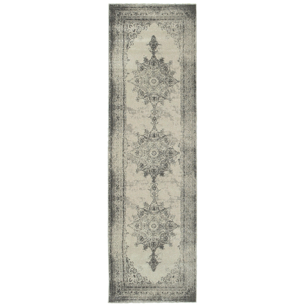 Oriental Weavers Richmond 1333Y Gray Rectangle Indoor Runner - Durable &amp; Stain Resistant Low Pile Rug with Medallion Design