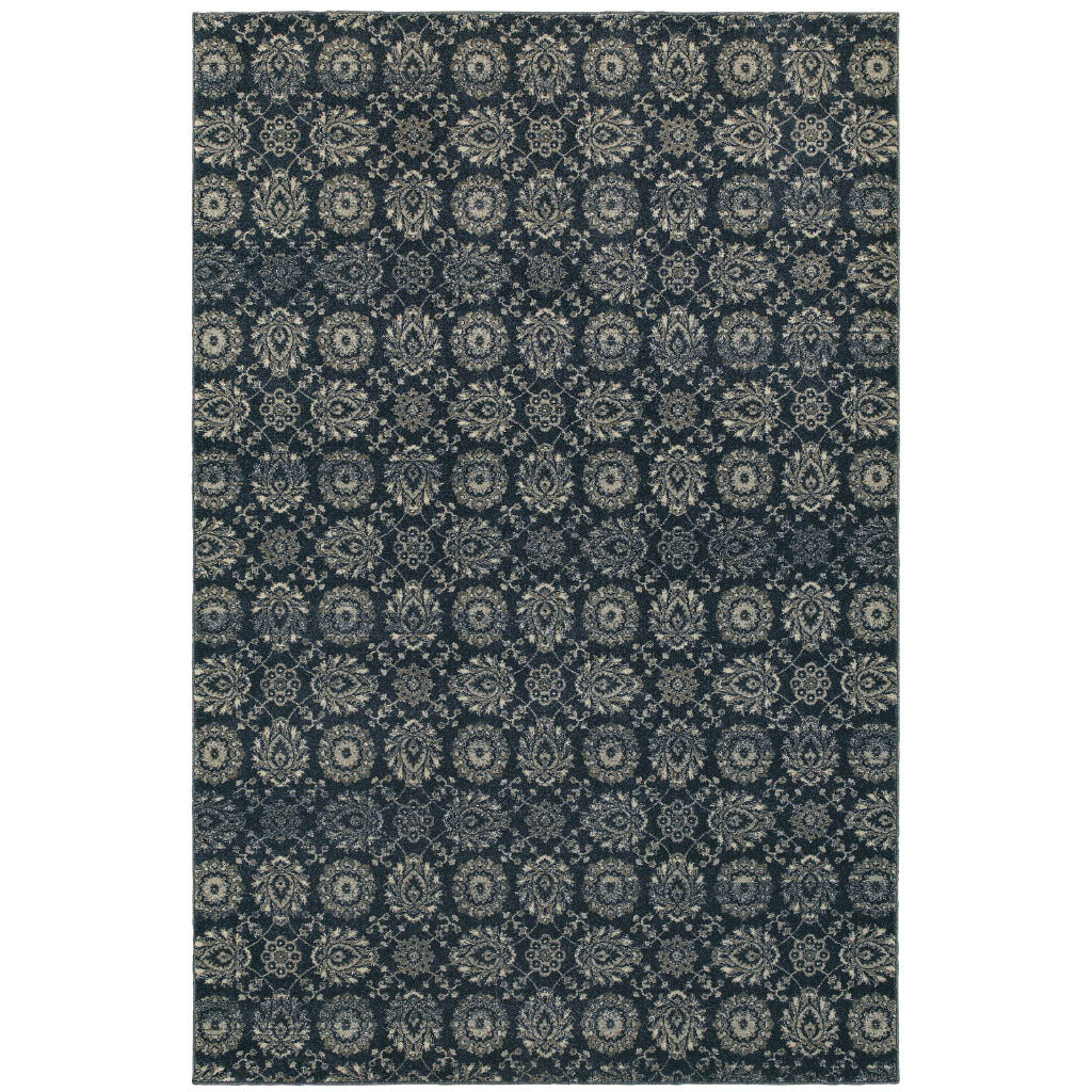 Oriental Weavers Richmond 214H3 Navy Rectangle Indoor Area Rug - Durable &amp; Stain Resistant Low Pile Rug with Floral Design