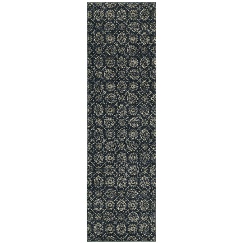 Oriental Weavers Richmond 214H3 Navy Rectangle Indoor Runner - Durable &amp; Stain Resistant Low Pile Rug with Floral Design