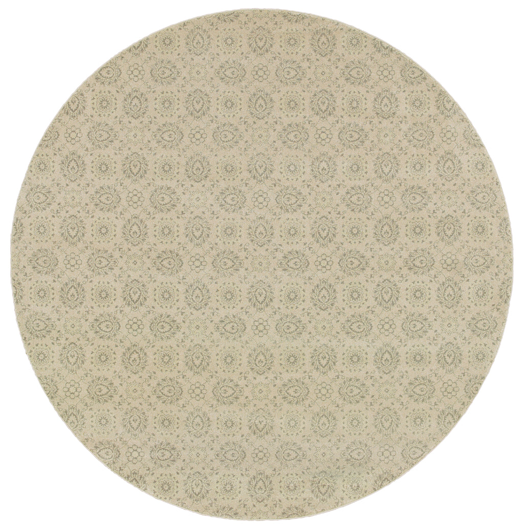 Oriental Weavers Richmond 214Z3 Beige Round Indoor Area Rug - Durable &amp; Stain Resistant Low Pile Dining Room Rug with Floral Design