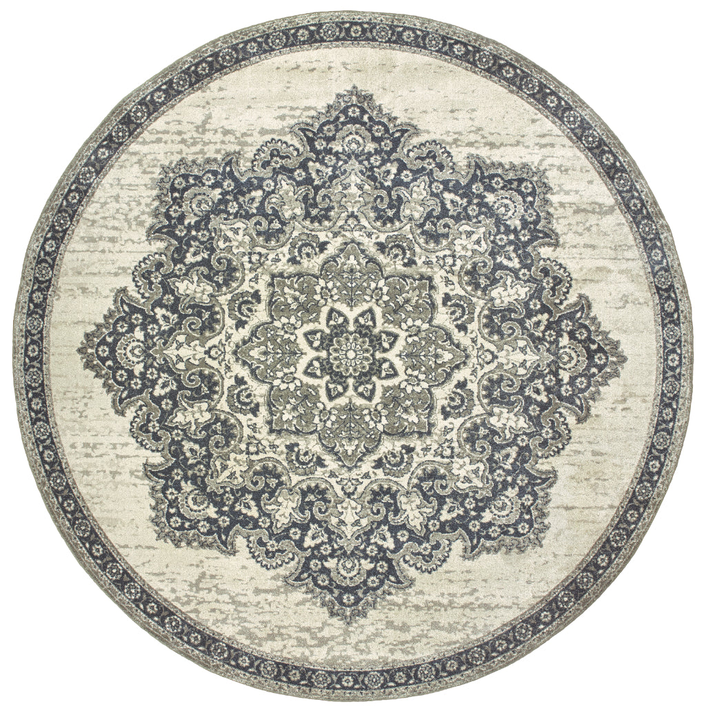 Oriental Weavers Richmond 5504I Multicolor Round Indoor Area Rug - Durable &amp; Stain Resistant Low Pile Dining Room Rug with Medallion Design