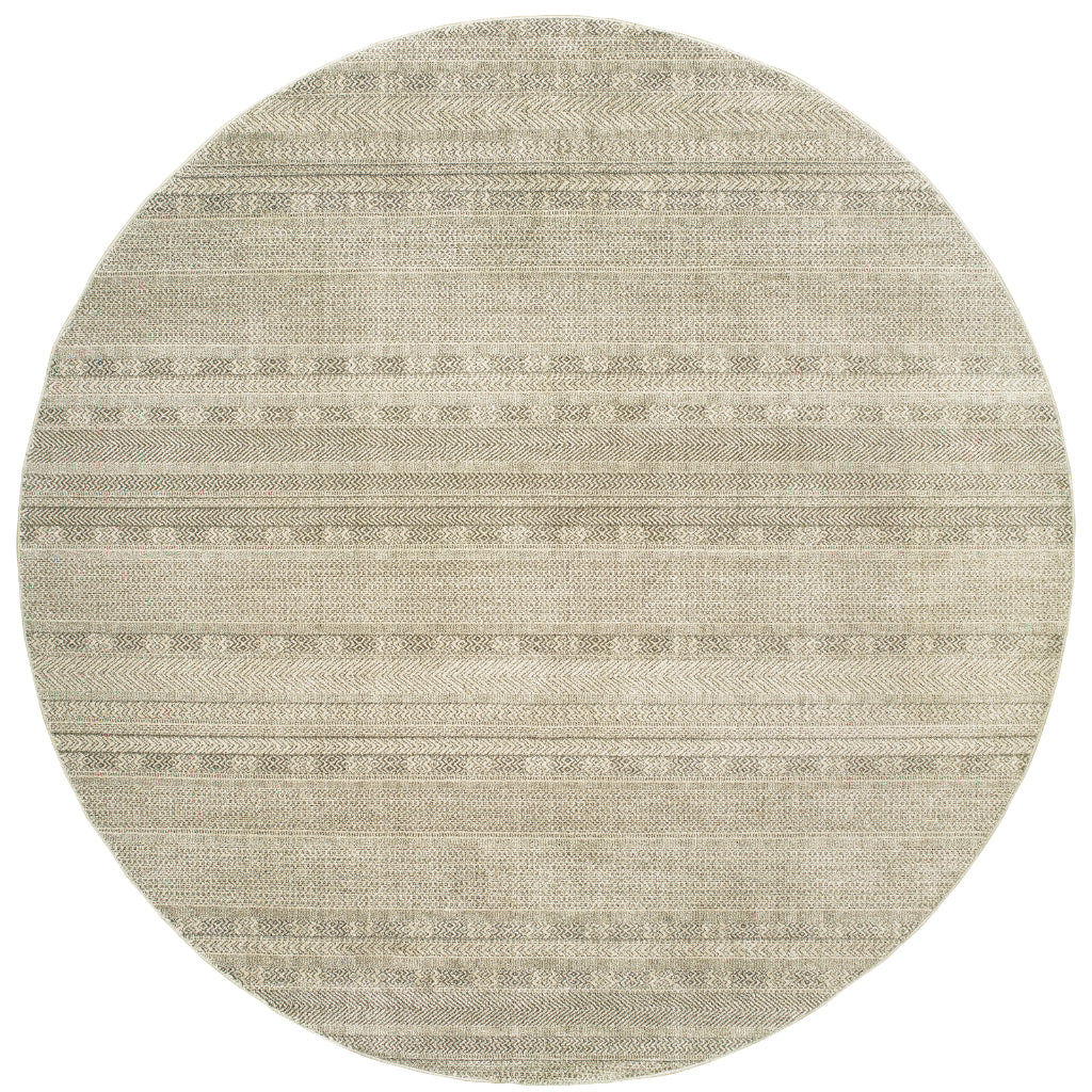 Oriental Weavers Richmond 801H3 Brown Round Indoor Area Rug - Durable &amp; Stain Resistant Low Pile Dining Room Rug with Striped Design