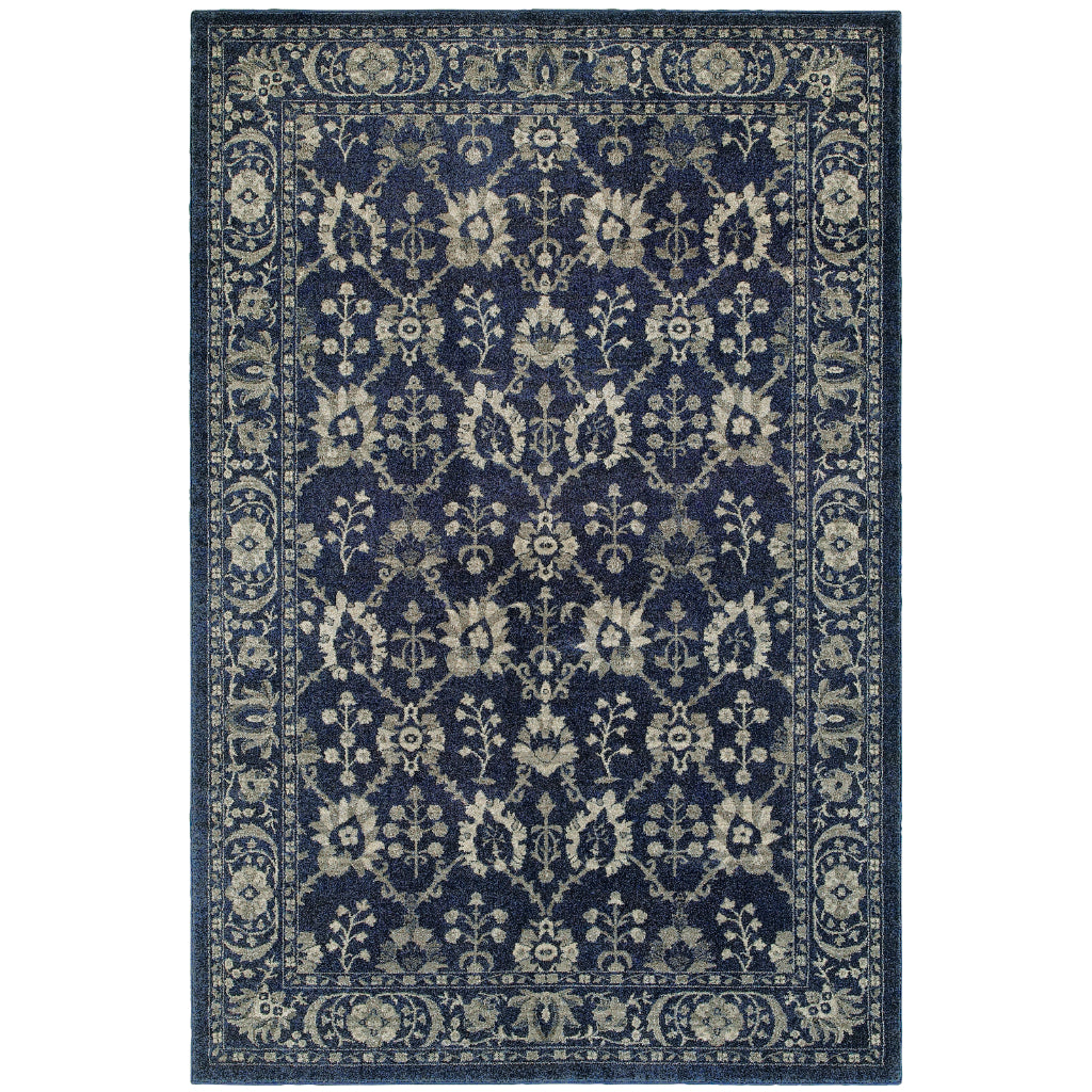 Oriental Weavers Richmond 8020K Navy Rectangle Indoor Area Rug - Durable &amp; Stain Resistant Low Pile Rug with Oriental Design