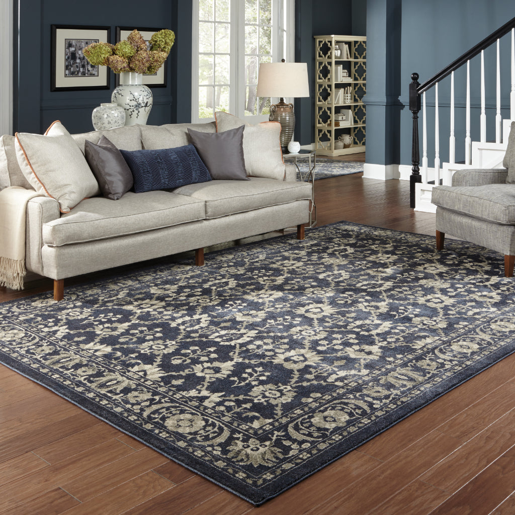 Oriental Weavers Richmond 8020K Navy Rectangle Indoor Area Rug - Durable &amp; Stain Resistant Low Pile Rug with Oriental Design