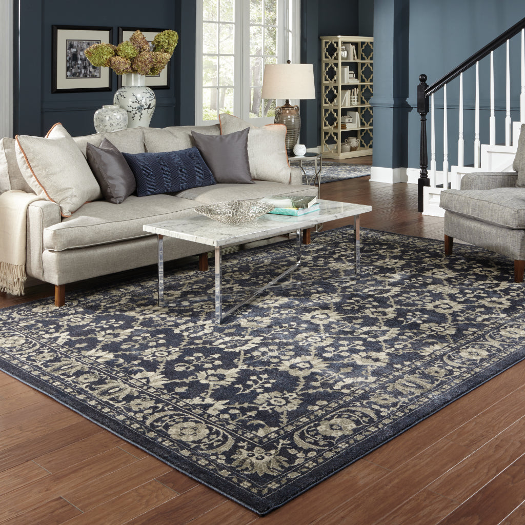 Oriental Weavers Richmond 8020K Navy Rectangle Indoor Area Rug - Durable &amp; Stain Resistant Low Pile Rug with Oriental Design