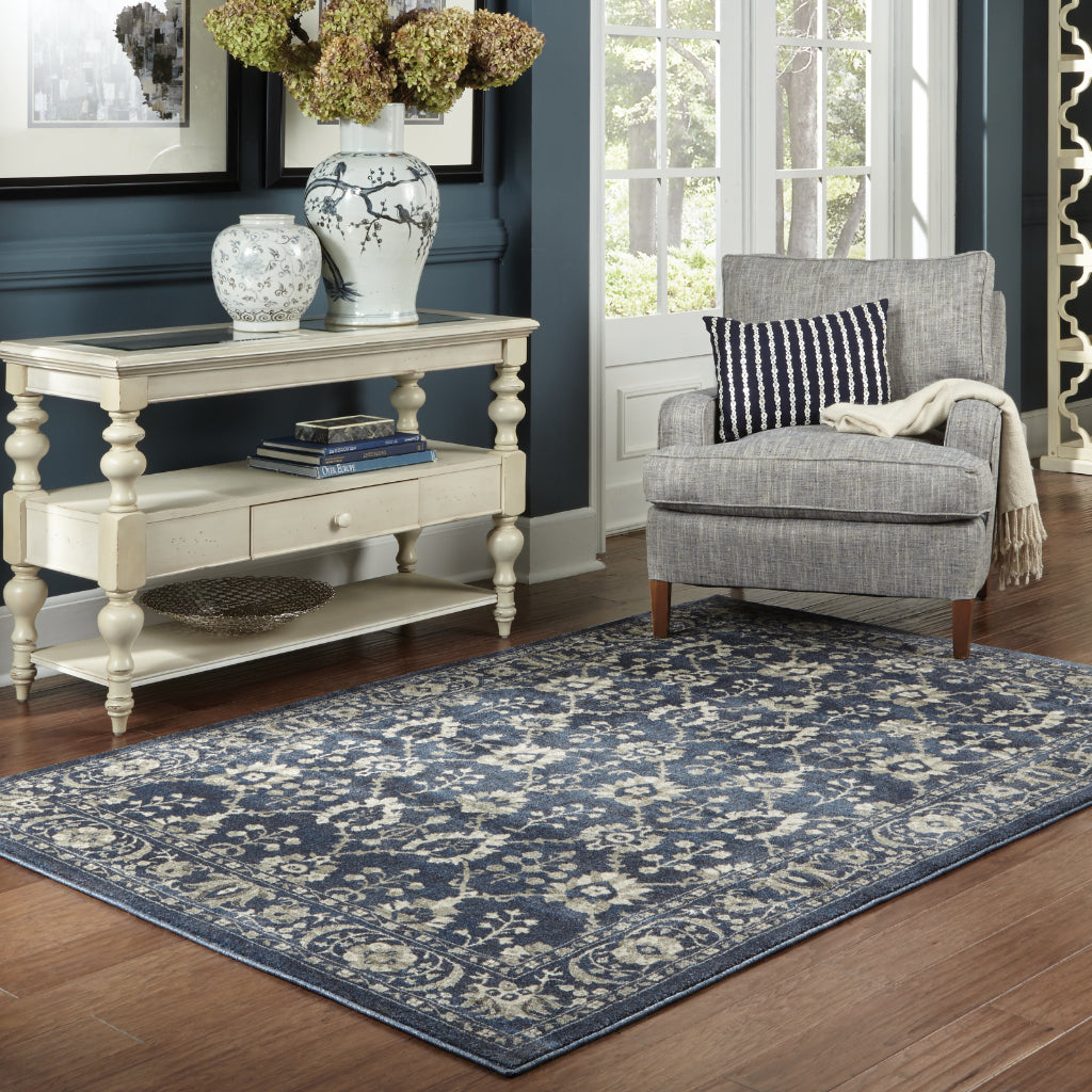 Oriental Weavers Richmond 8020K Navy Rectangle Indoor Area Rug - Durable &amp; Stain Resistant Low Pile Rug with Oriental Design