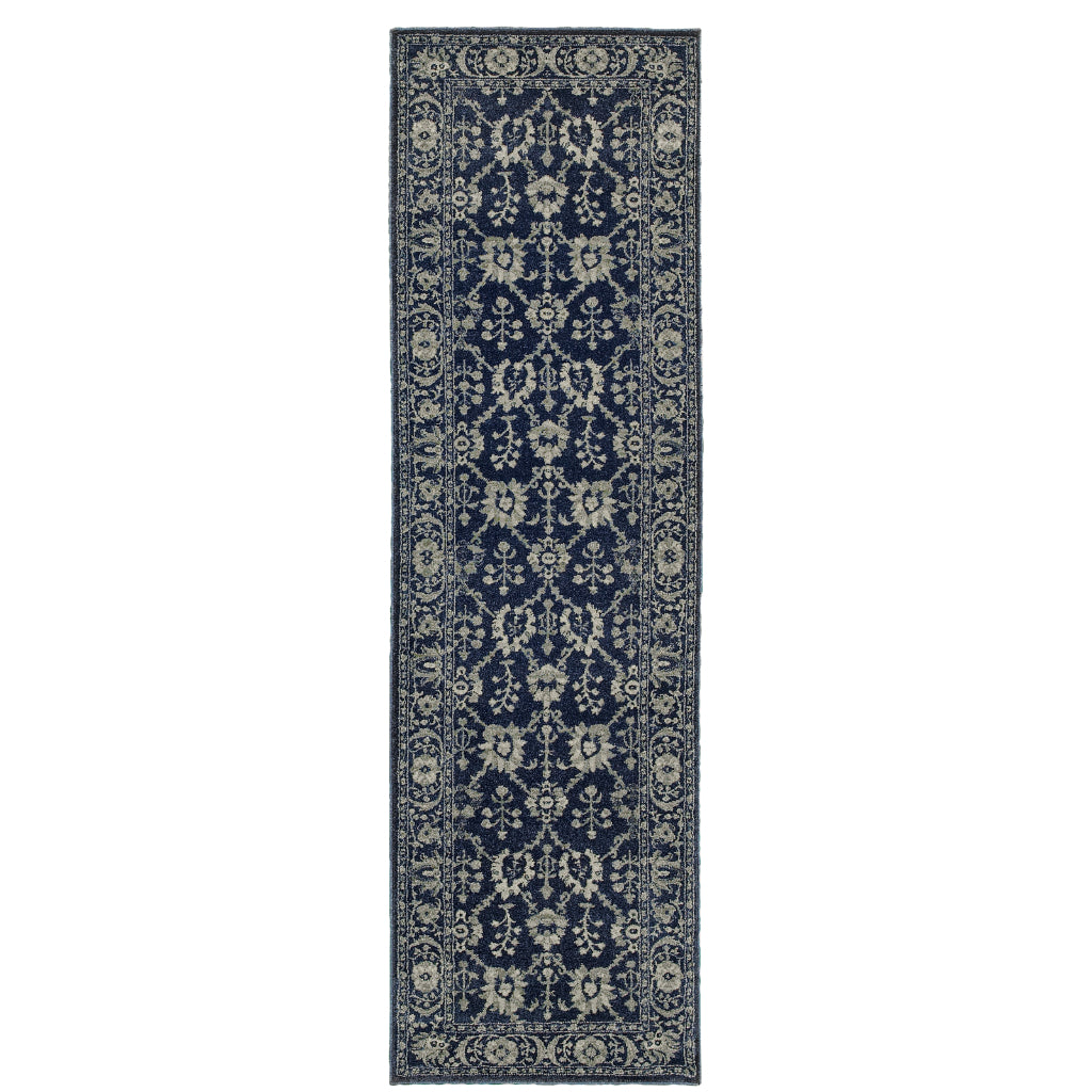 Oriental Weavers Richmond 8020K Navy Rectangle Indoor Runner - Durable &amp; Stain Resistant Low Pile Rug with Oriental Design