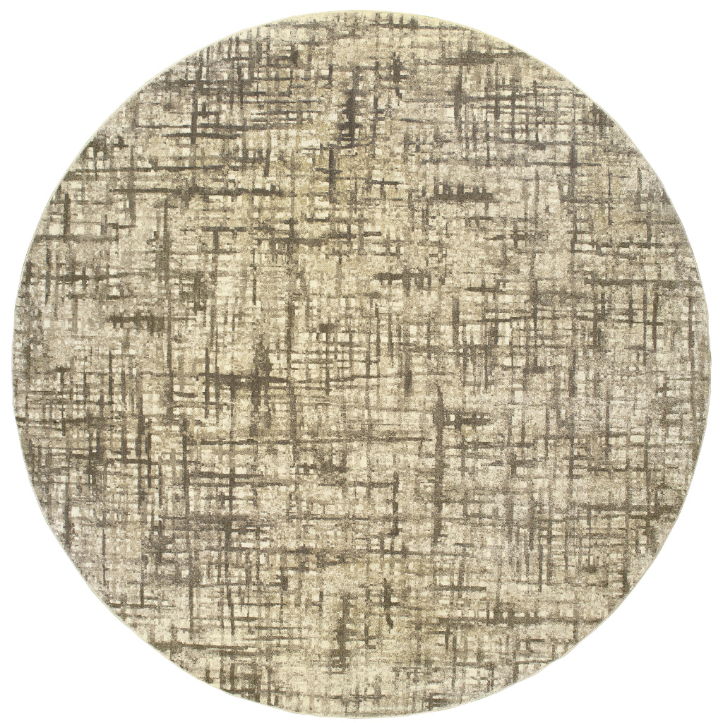 Oriental Weavers Richmond 802J3 Two-Color Round Indoor Area Rug - Durable &amp; Stain Resistant Low Pile Dining Room Rug with Abstract Design