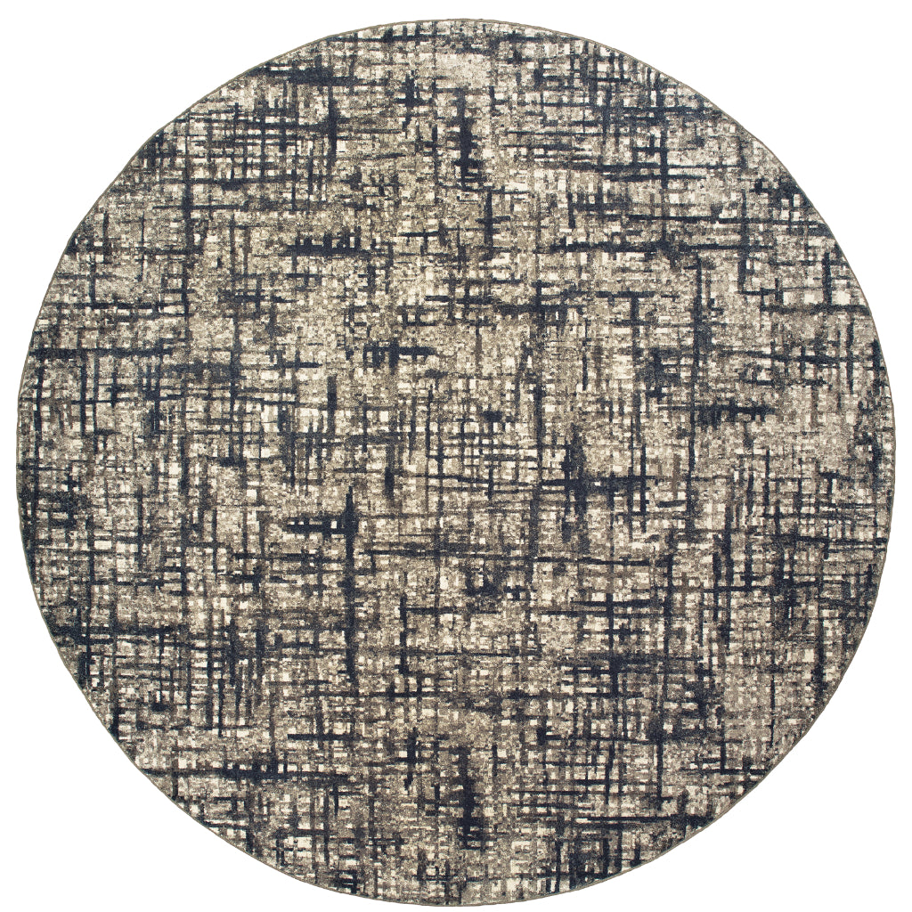 Oriental Weavers Richmond 802K3 Two-Color Round Indoor Area Rug - Durable &amp; Stain Resistant Low Pile Dining Room Rug with Abstract Design