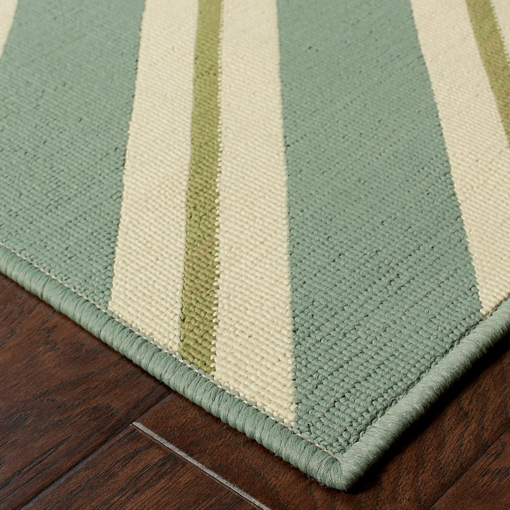 Oriental Weavers Riviera 4589A Blue/Ivory Rectangle Indoor / Outdoor Area Rug - Stain Resistant Machine Made Patio Rug with Geometric Pattern