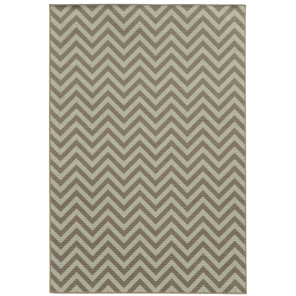 Oriental Weavers Riviera 4593E Grey/Blue Rectangle Indoor / Outdoor Area Rug - Stain Resistant Machine Made Patio Rug with Chevron Pattern