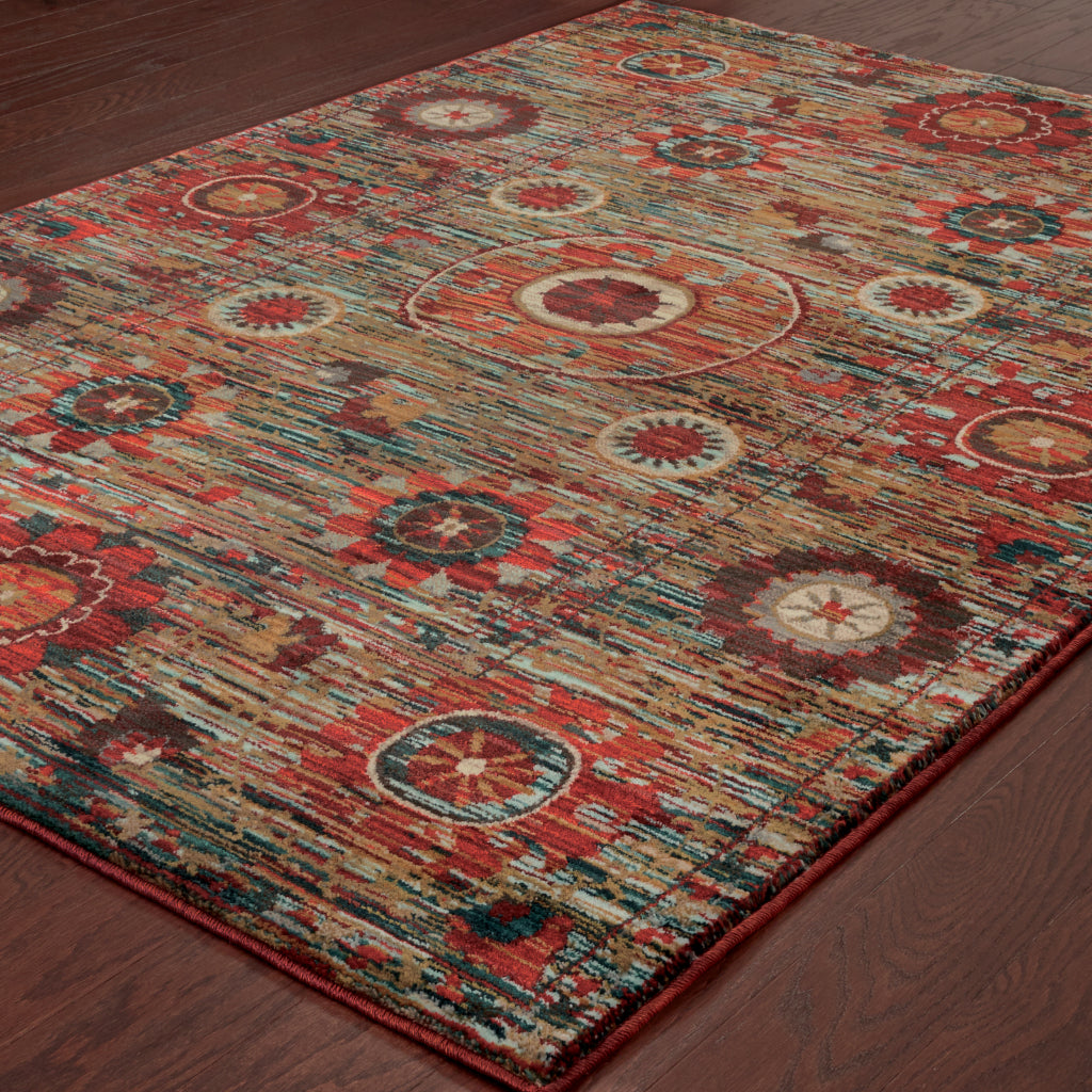 Oriental Weavers Sedona 6408K Red Rectangle Indoor Area Rug - Durable &amp; Stain Resistant Low Pile Rug