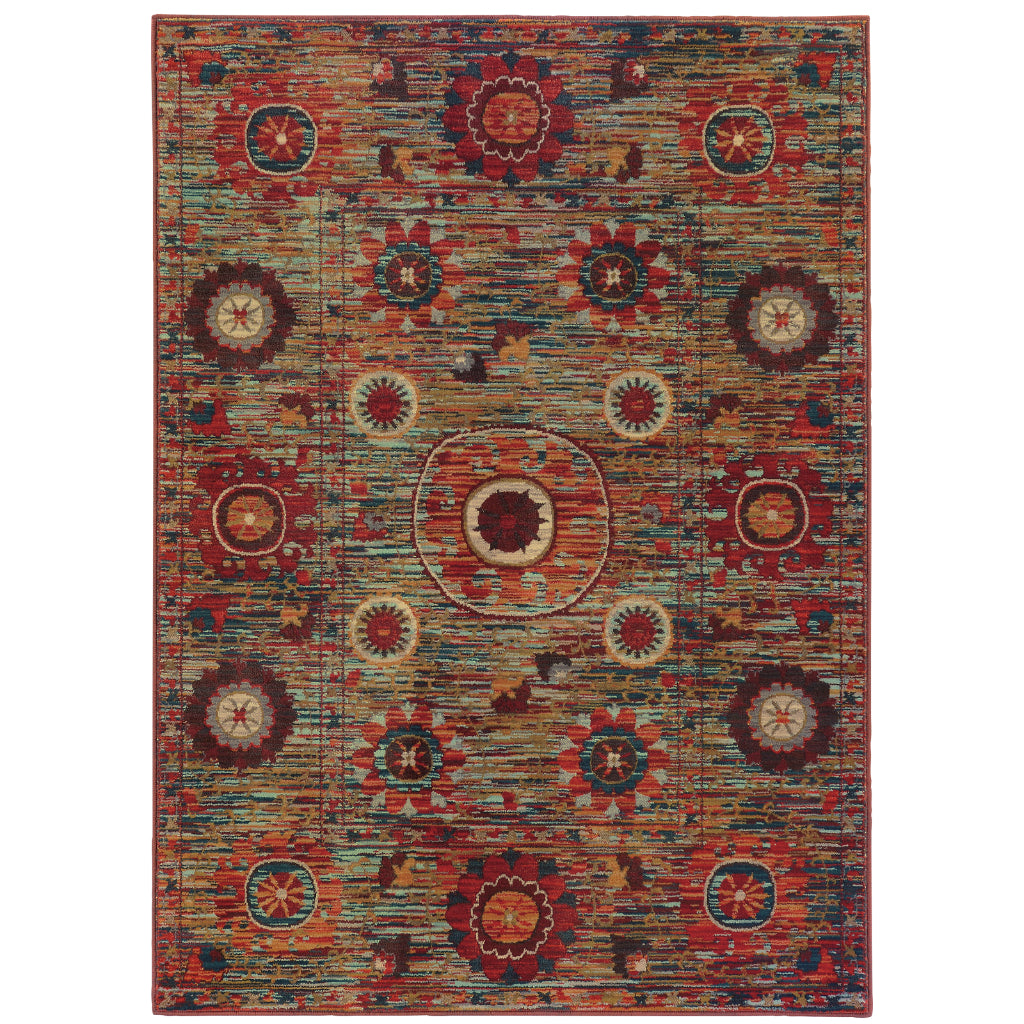 Oriental Weavers Sedona 6408K Red Rectangle Indoor Area Rug - Durable &amp; Stain Resistant Low Pile Rug