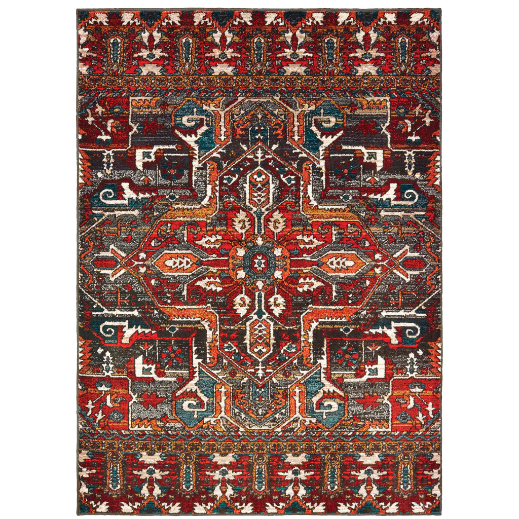 Oriental Weavers Sedona 9575A Red Rectangle Indoor Area Rug - Durable &amp; Stain Resistant Low Pile Rug