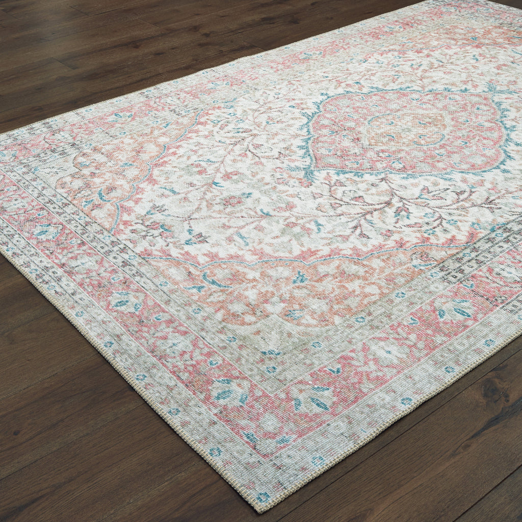 Oriental Weavers Sofia 85812 Ivory Rectangle Indoor Area Rug - Stain Resistant Low Pile Rug with Medallion Design