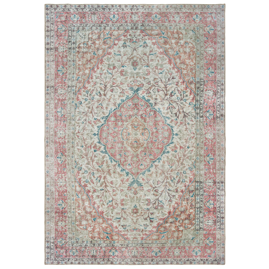 Oriental Weavers Sofia 85812 Ivory Rectangle Indoor Area Rug - Stain Resistant Low Pile Rug with Medallion Design