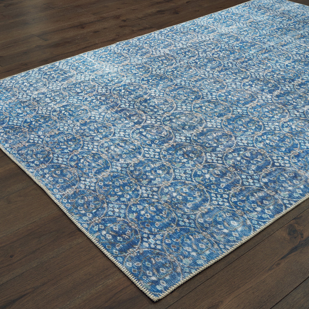 Oriental Weavers Sofia 85815 Blue Rectangle Indoor Area Rug - Stain Resistant Low Pile Rug with Floral Design