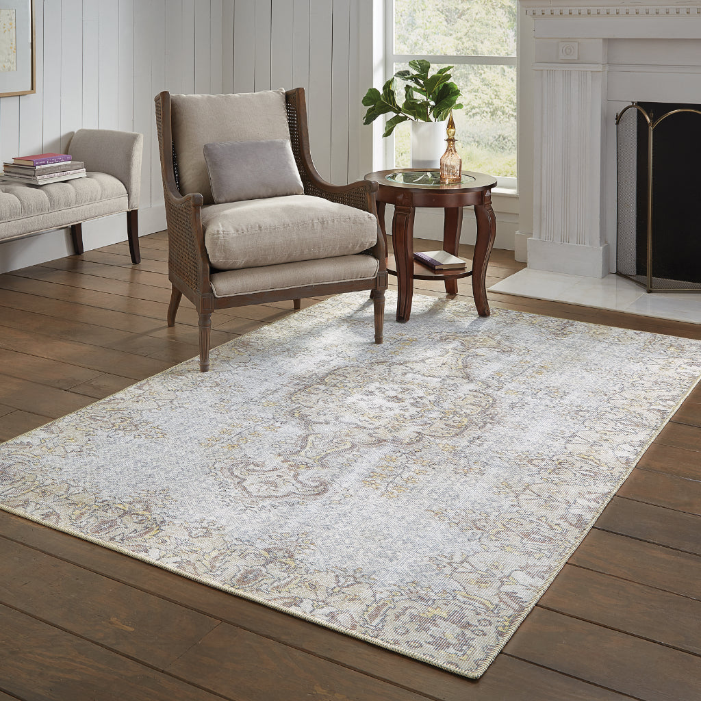 Oriental Weavers Sofia 85816 Gray Rectangle Indoor Area Rug - Stain Resistant Low Pile Rug with Medallion Design