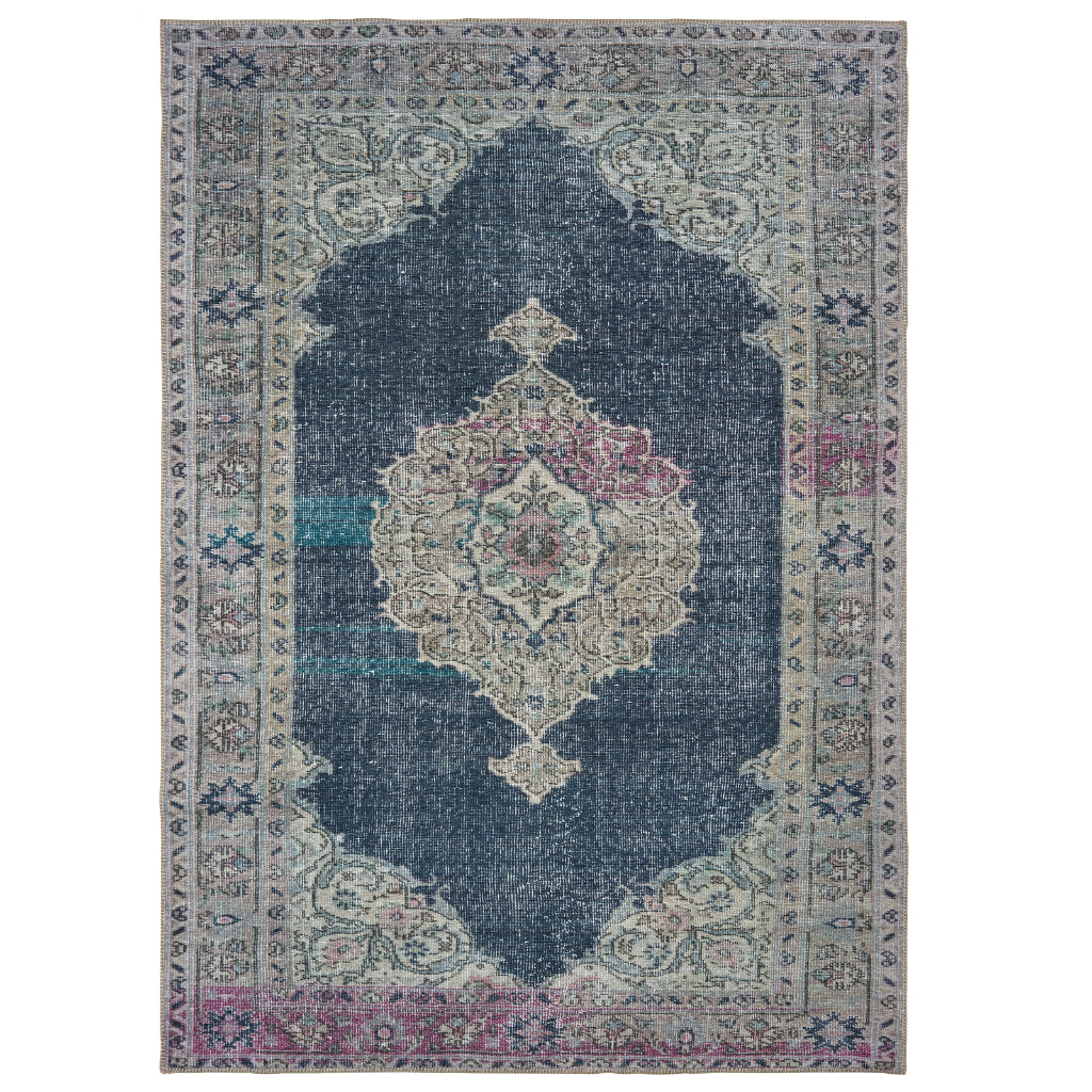 Oriental Weavers Sofia 85817 Blue Rectangle Indoor Area Rug - Stain Resistant Low Pile Rug with Medallion Design