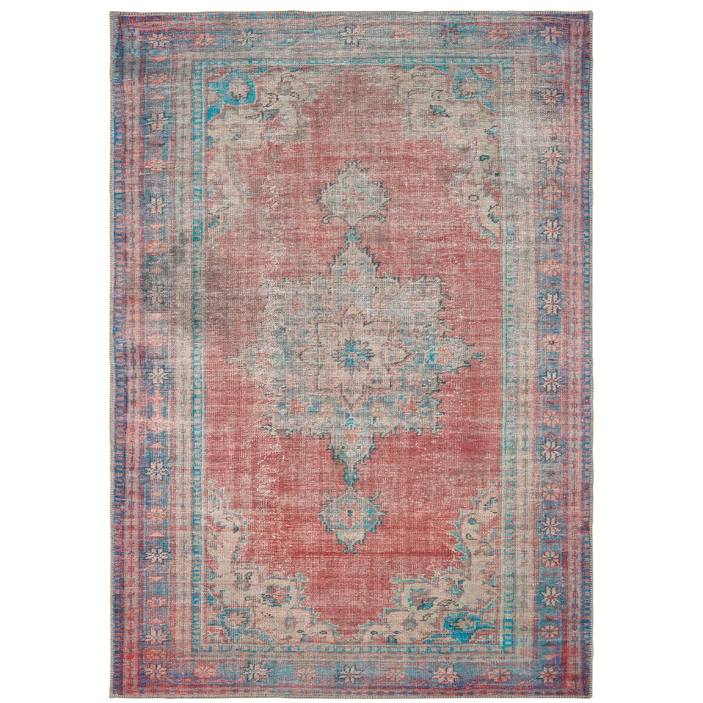 Oriental Weavers Sofia 85819 Red Rectangle Indoor Area Rug - Stain Resistant Low Pile Rug with Medallion Design