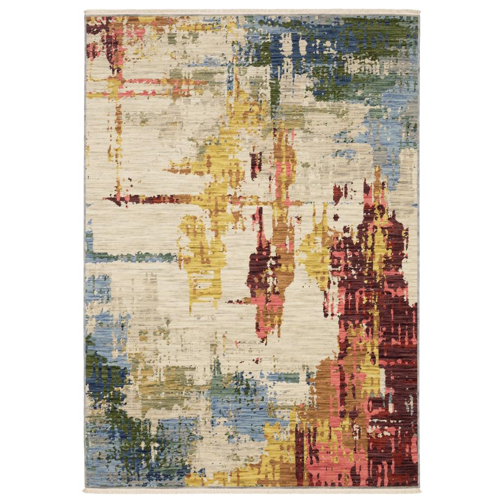 Oriental Weavers Soleri SOL01 Beige Rectangle Indoor Area Rug Abstract Pattern-