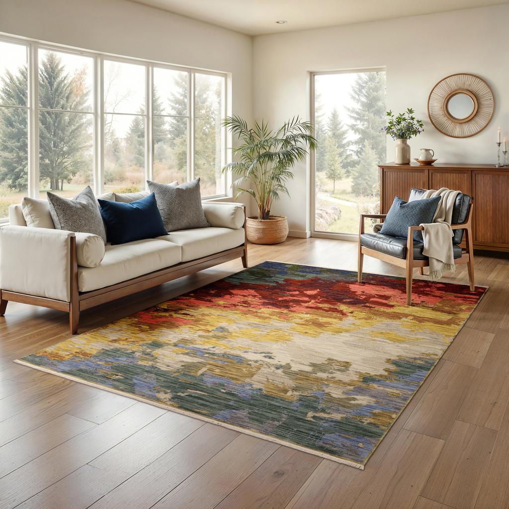 Oriental Weavers Soleri SOL04 Beige Rectangle Indoor Area Rug Abstract Pattern-