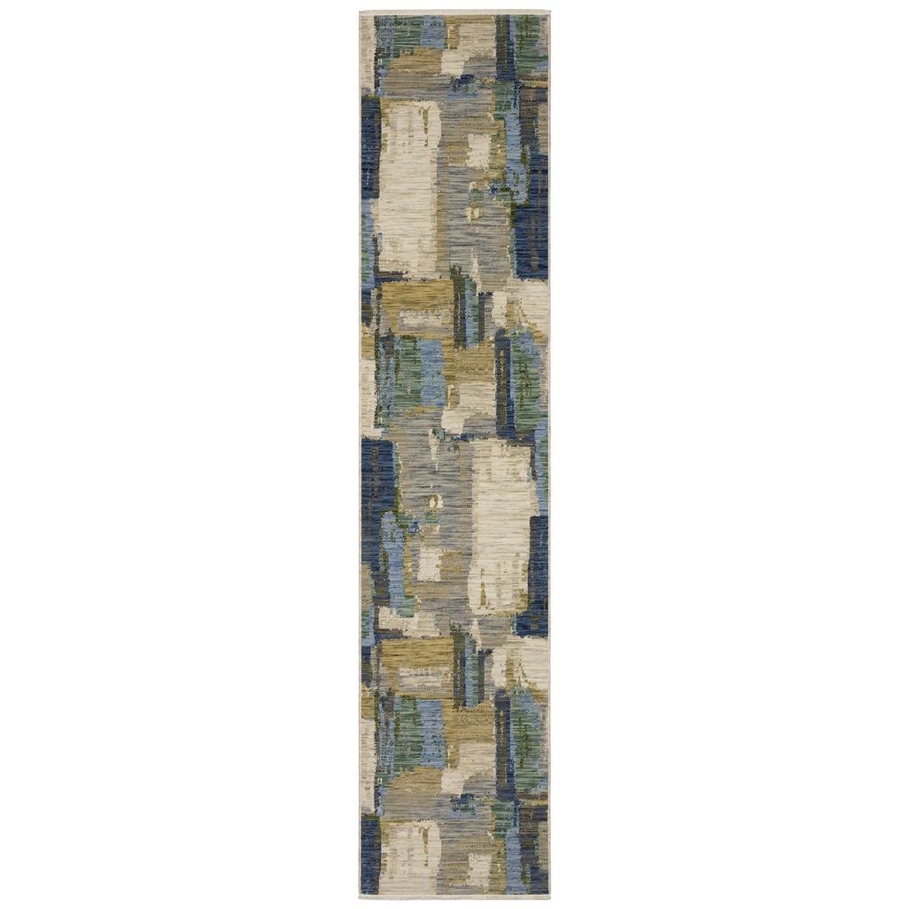 Oriental Weavers Soleri SOL05 Blue Rectangle Indoor Runner Abstract Pattern-