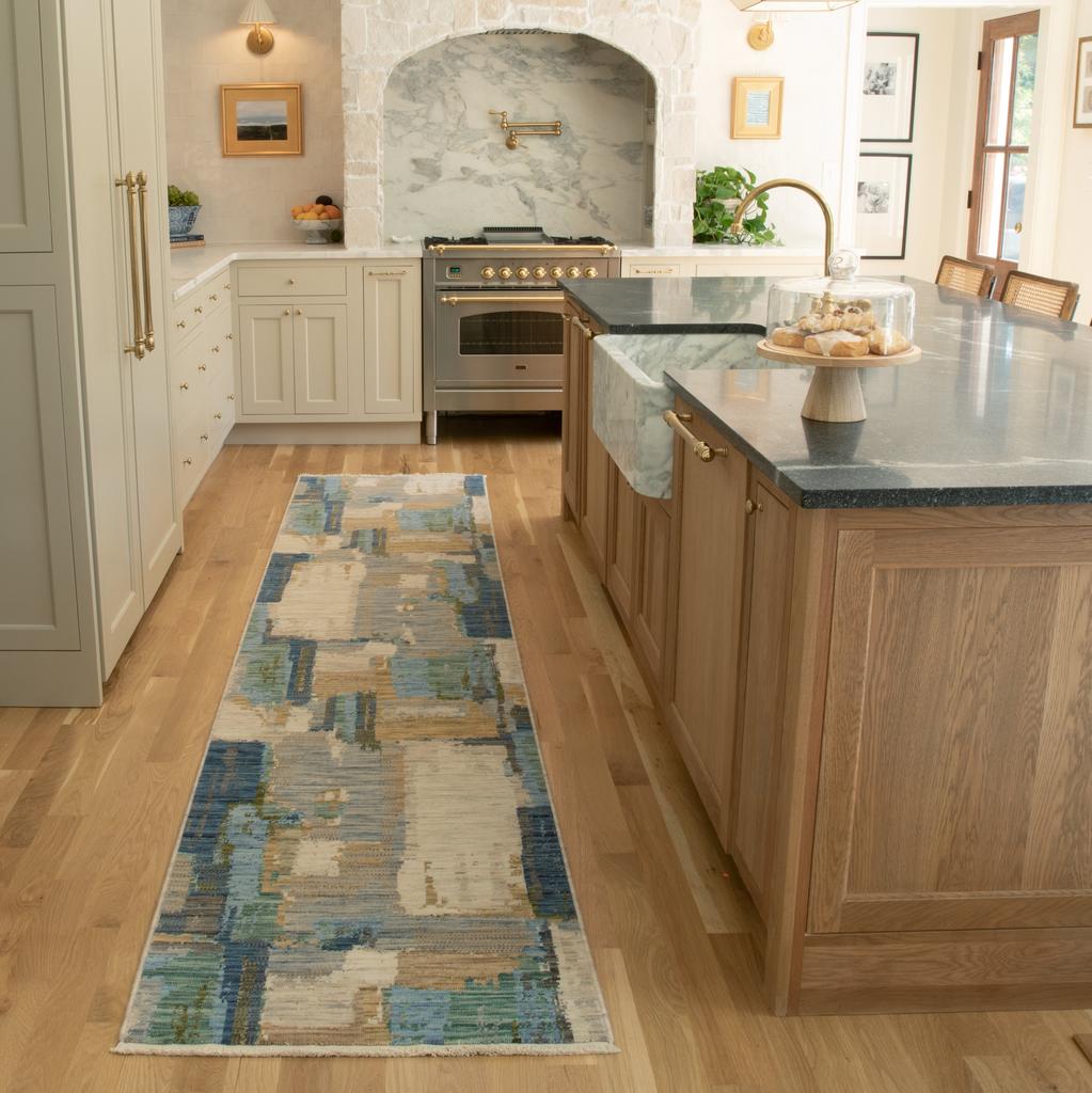 Oriental Weavers Soleri SOL05 Blue Rectangle Indoor Runner Abstract Pattern-